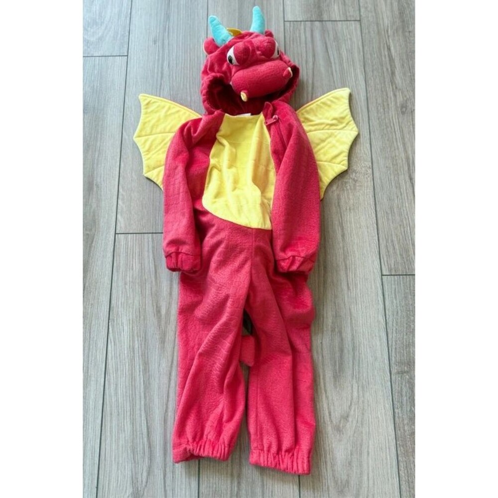 Hyde & EEK Target Toddler Dragon Costume Plush Pink Red Jumpsuit 18-24 Months